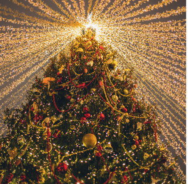 decorative Christmas tree with lights