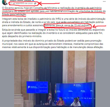 Setembro 2020. Pedro Nuno Santos prometia 15.000 imóveis na bolsa de imóveis do Estado