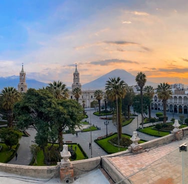 Sunrise in Arequipa, Arequipa Colca Canyon, Plaza De Armas Arequipa Peru