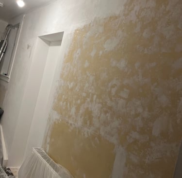 A wall that has been repaired