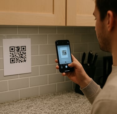 Iemand die een QR code scant