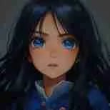 a woman with blue eyes and long hair