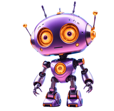 Friendly robot mascot #2 with bright orange eyes and a nice smile.