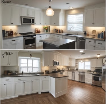 A partially renovated room with bare, unfinished walls showing visible patches of brickwork and mortar. There are exposed pipes and cables on the floor, and a small shovel and a broom leaning against the wall. A large window lets in natural light from outside, showing a view of residential buildings.