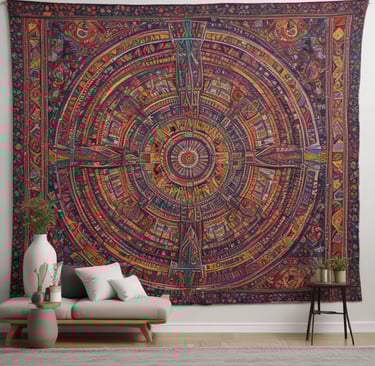 a colorful wall tapestry