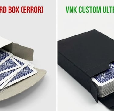 Custom depth tuck box vs standard box size for micro card games.