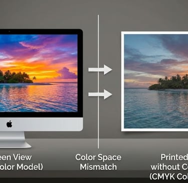 RGB vs CMYK color difference in card printing.