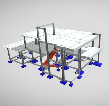 Projeto estrutural residência alto padrão estrutura mista 3d