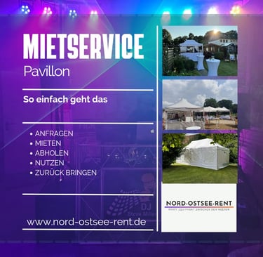 Miet-Pavillons von Nord-Ostsee-Rent für Events, Gartenpartys und Hochzeiten mieten.