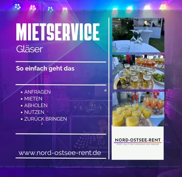 Professioneller Verleih von Gläsern für Veranstaltungen, inklusive Sekt-, Wein- und Biergläser