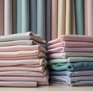 A textile workshop with numerous sewing machines arranged in two rows along a spacious, well-lit room. Several workers are seated at the machines, diligently crafting or sewing garments. The space is organized yet filled with fabric pieces scattered on the floor, contributing to a busy atmosphere. Overhead, fluorescent lights evenly illuminate the area, and large windows line the walls, allowing natural light to filter in.