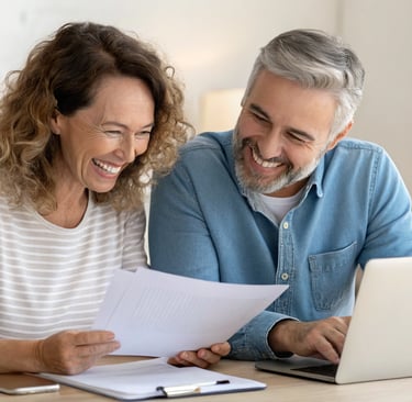 Senior couple reviewing retirement finances