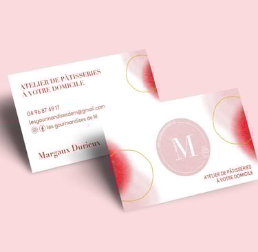 Identité visuelle - les gourmandises de M - cartes de visite