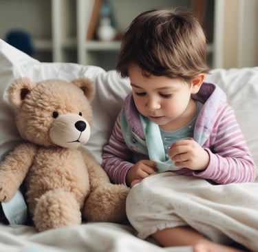 woman inject boy on arm
