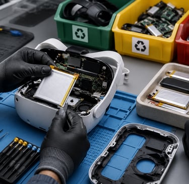 Gloved technician safely removing a lithium battery pack