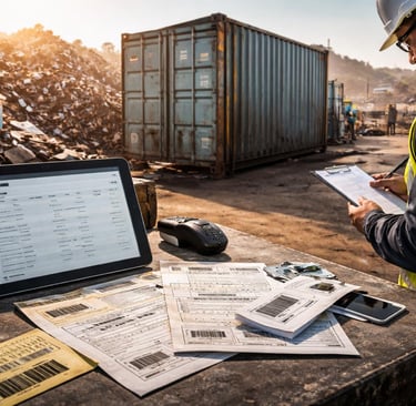 Compliance inspection at a scrap recycling yard with tracked material and custody records.