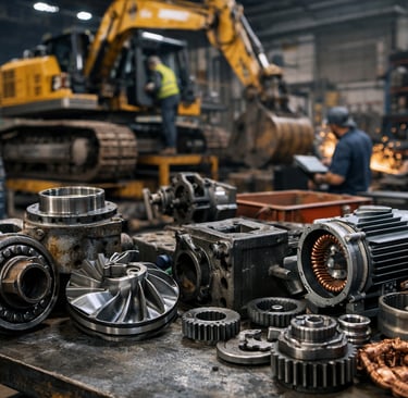 Industrial equipment refurbishment with reclaimed metal parts.