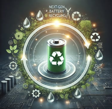 A symbolic representation of next-gen battery recycling, featuring a circular loop made of lithium, 