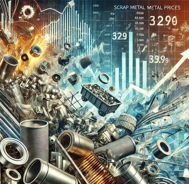 Dynamic visual representation of scrap metal pricing volatility, featuring metal commodities like st