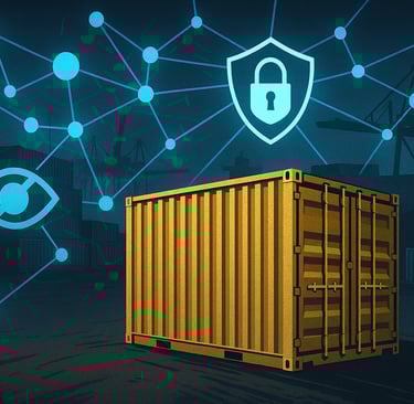 abstract metals supply chain with blockchain nodes and privacy shield