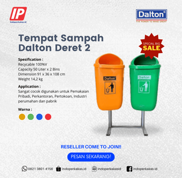 tempat sampah deret 2x50 liter 