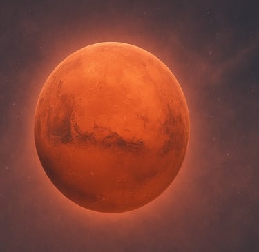 Health astrology image representing Mars energy influencing physical strength, inflammation, and str