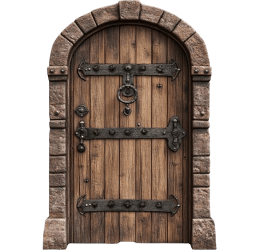 a wooden door with a metal handle and a handle