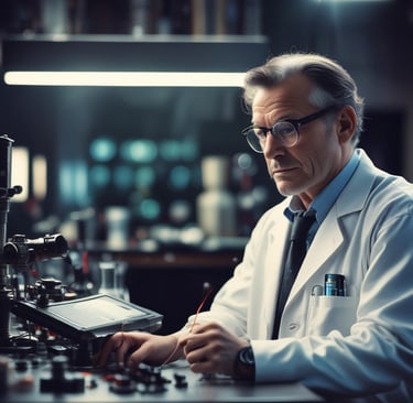 A scientist adjusting optical components in a lab setting, highlighting our expertise in optics.