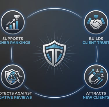 Shield icon with supporting icons for trust, new clients, protection, and rankings. Let me know if y