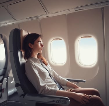 a close up of a pillow on an airplane