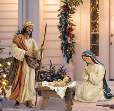 Life-size outdoor Holy Family display