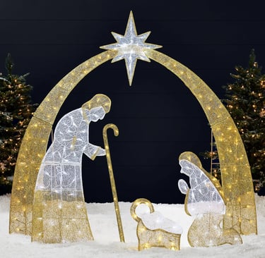 Outdoor lit Nativity display
