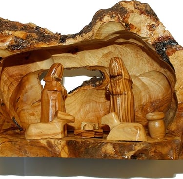 handcrafted wood nativity