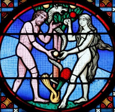 Adam and Eve stained glass