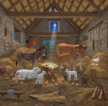 animals in Nativity scene