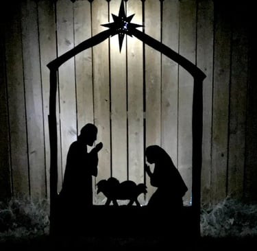 backlighting for outdoor Nativity