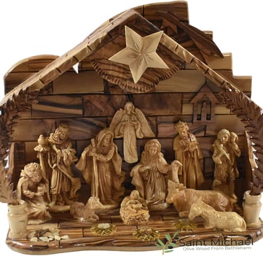 Bethlehem Wooden Nativity Set Made of Olive Wood in The Holy Land - Christmas Nativity for Home Déco