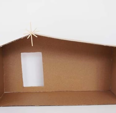 cardboard Nativity stable