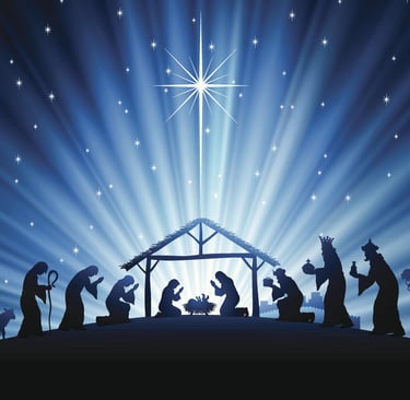 Nativity scene at night