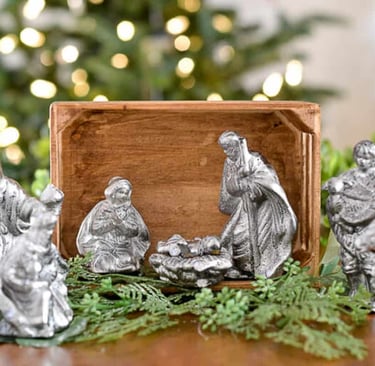Greenery with Nativity set