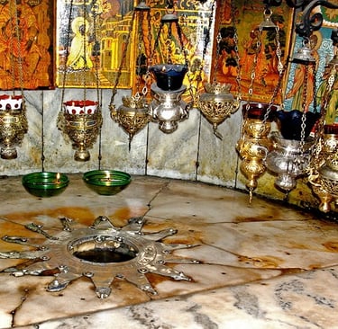 Silver star indicates location of Jesus' birth