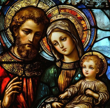 stained glass Holy Family