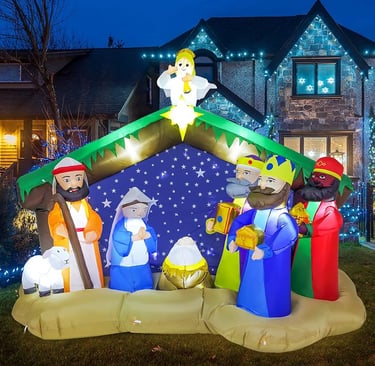 Inflatable Nativity set in yard