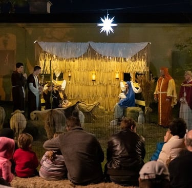 Crowd watching Living Nativity