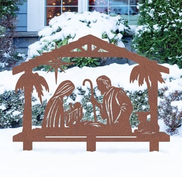 Outdoor metal Holy Family silhouette