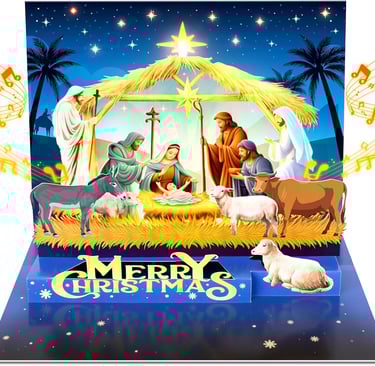 Flip up Nativity scene Christmas card