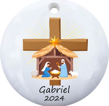 personalized Nativity Christmas ornament