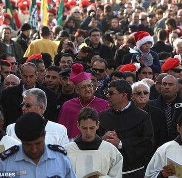 Pilgrims at Christmas in Bethlehem