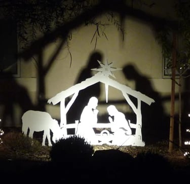 front lighting for outdoor Nativity