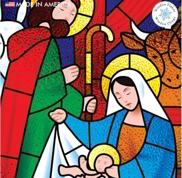 stained glass Nativity window cling